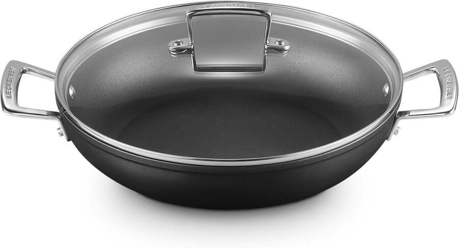 Ondiepe Braadpan met Glazen Deksel 28 cm Geschikt voor Inductie