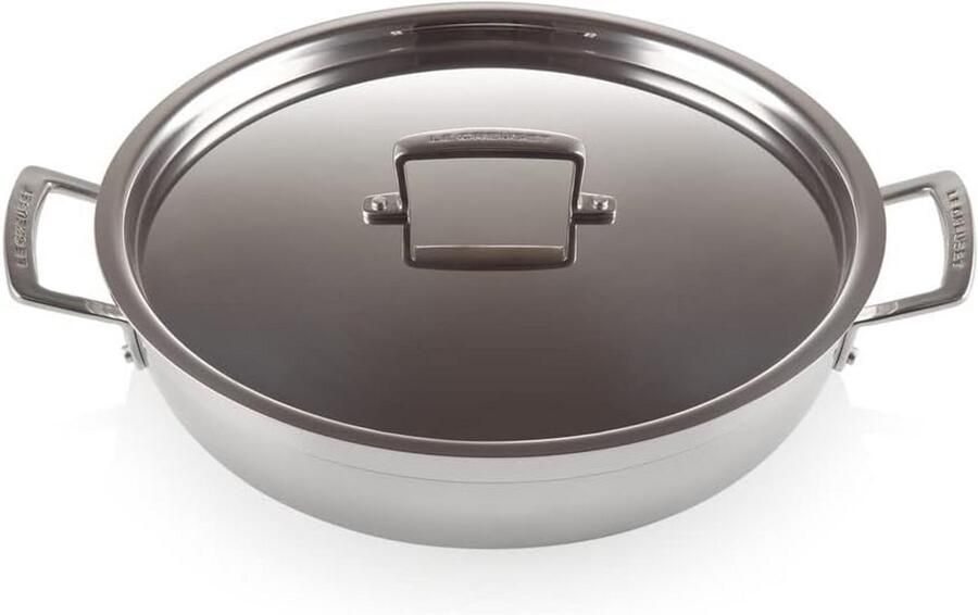 Ondiepe Braadpan RVS met Deksel 30 cm 3-laags Antiaanbaklaag