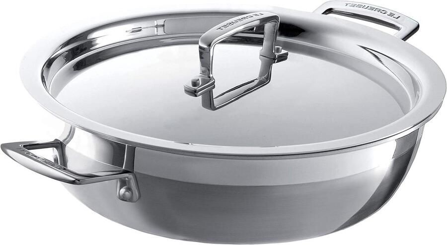 Ondiepe Braadpan Sauté Pan Koekenpan Eenpansgerechten Koken 3-Laags Roestvrij Staal 30 cm Zilver