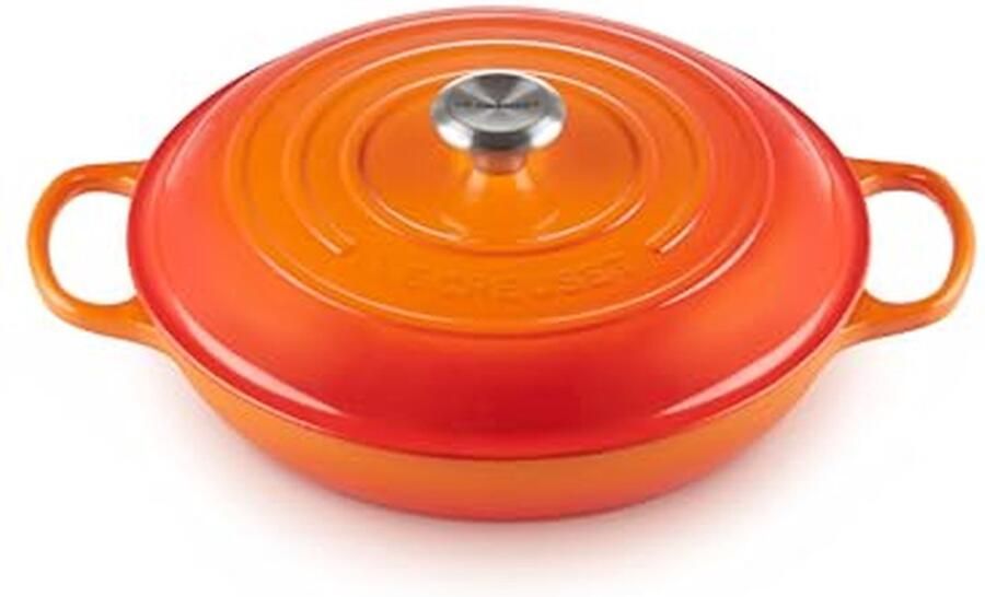 Gietijzeren Pan Ondiepe Braadpan Eenpansgerechten Maken Houdt Warmte Lang 30 cm Rood