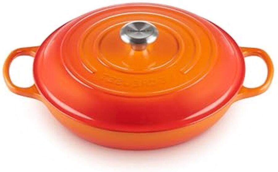 Ondiepe Casserole Gietijzeren Pan Eenpansmaaltijden Maken Houdt Warmte Lang 30 cm Rood