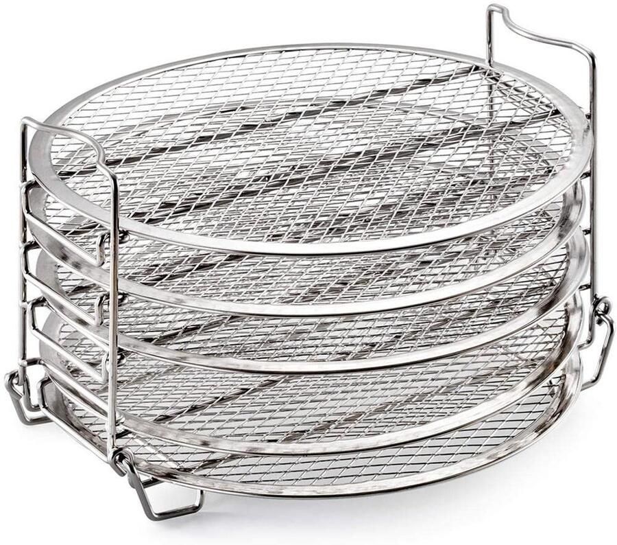Allecto Dehydrator Rek Air Fryer Rek 5 Tier Air Fryer Rack Zilver Voedselveilig Geschikt voor Droogvoer