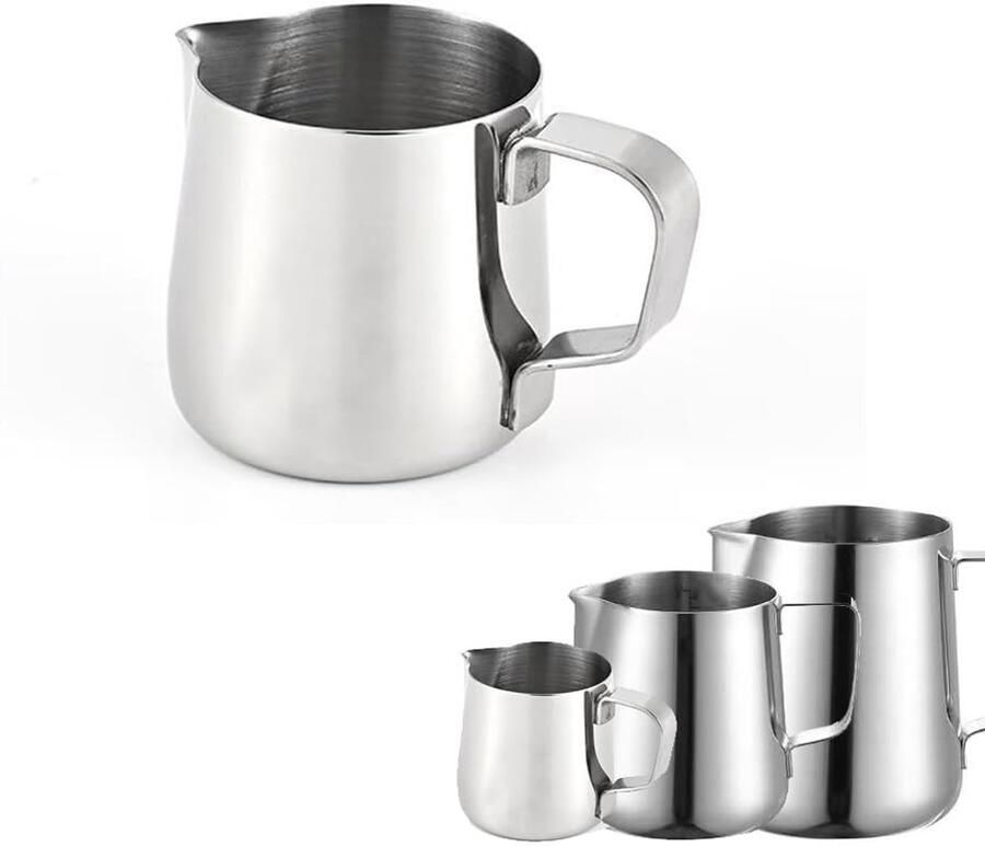 Dailygoody Melkopschuimkan Roestvrij staal Perfect voor cappuccino 150 ml Barista-accessoires Ideaal voor koffie Zilver