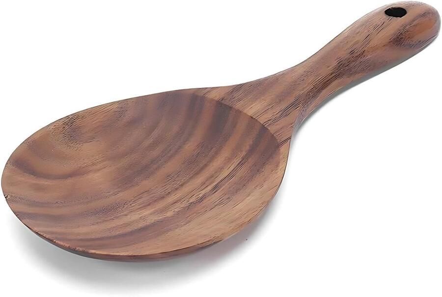 ONF3 Rijstpeddel Houten rijstlepel Anti-aanbakfunctie Bruin Kooklepel Ideaal voor rijstkoker en aardappelpuree Handgemaakt en duur