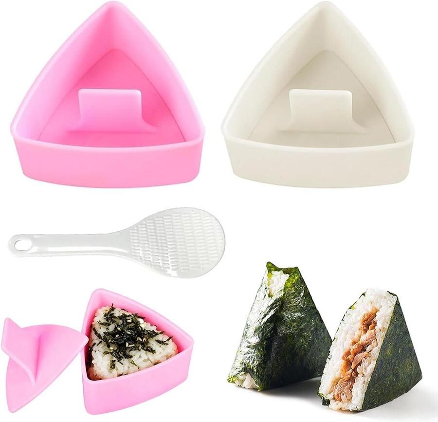 Onigiri Bakvorm Rijstbal Maker Sushi Bereiden Anti-aanbaklaag 2 stuks Roze Beige
