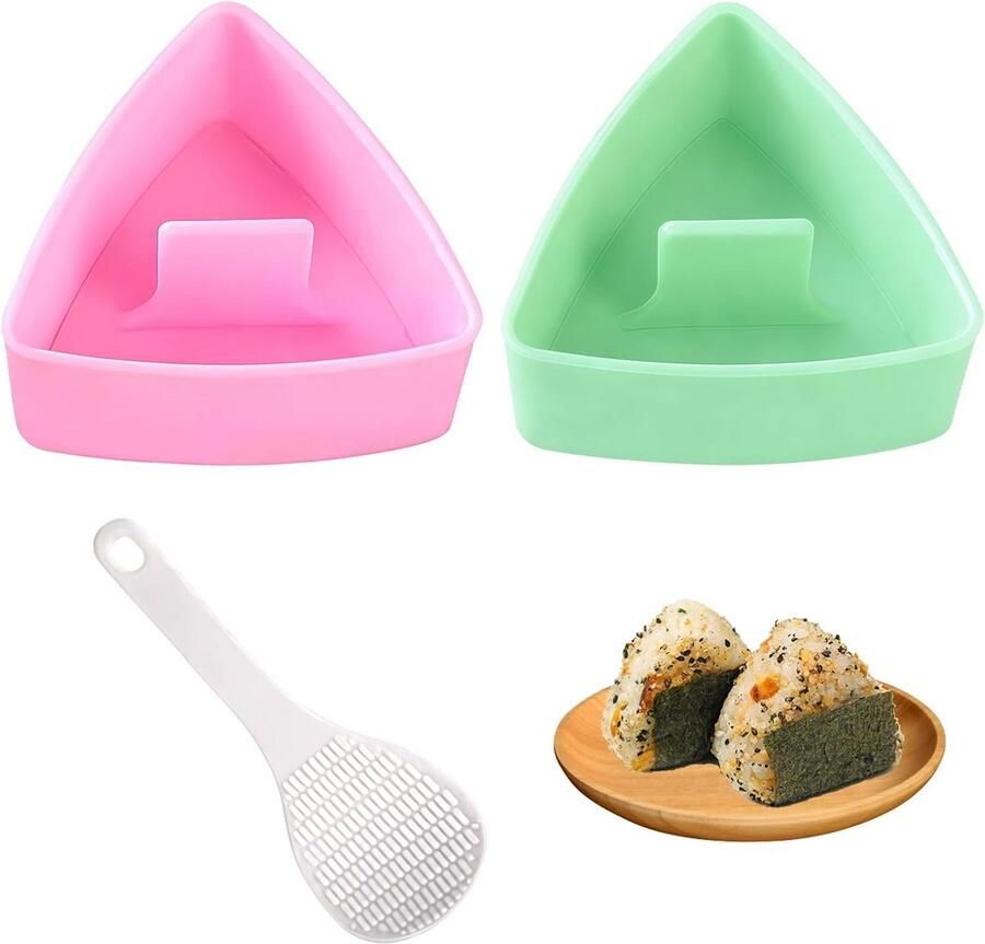Onigiri Maker Driehoekig 2 Stuks Sushi Vorm Set met Rijstlep BPA Vrij Anti-Aanbak Rijst Vorm voor Sushi en Bento