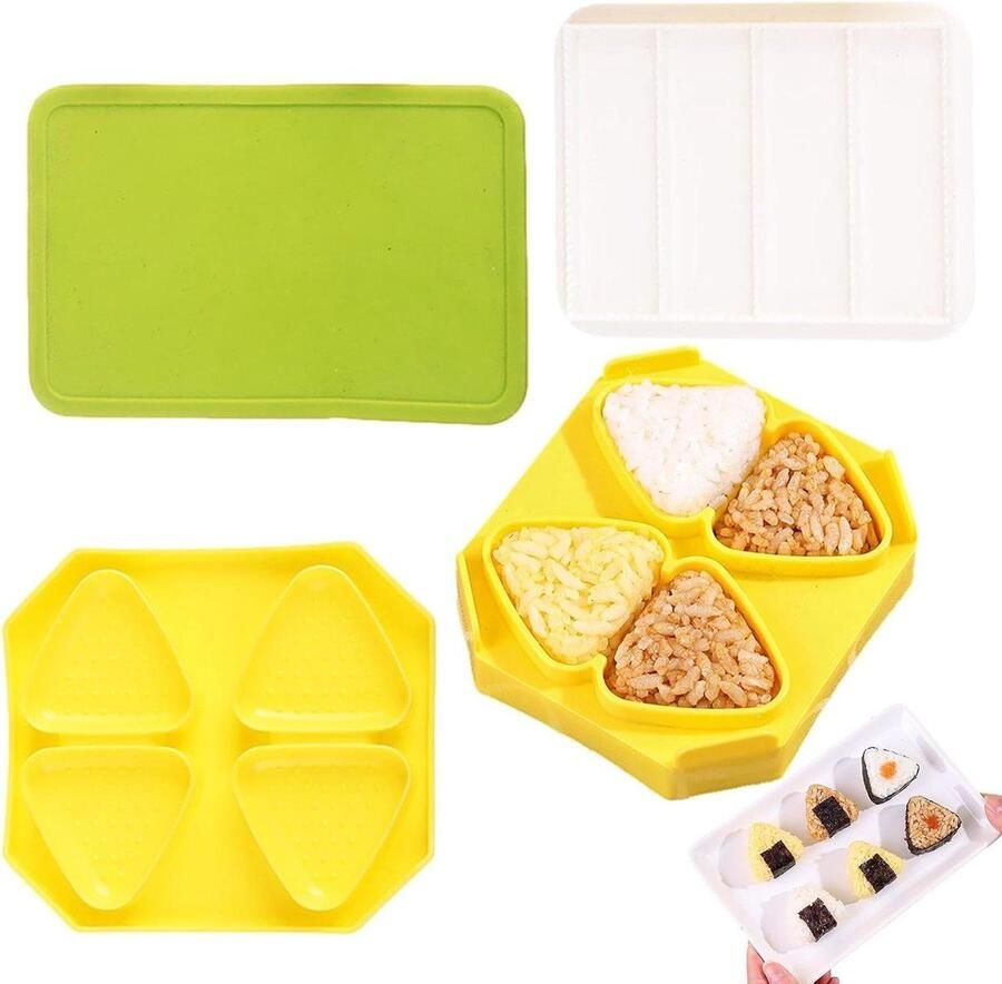 Onigiri Mold Kit Rijstbal Vorm Kinderlunch Maken Inclusief Zeewier Snijder 3 Delig Standaard
