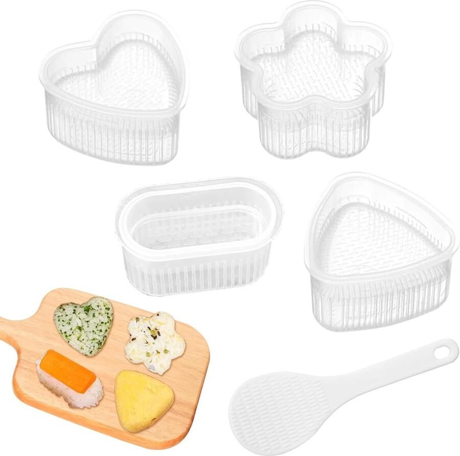 Onigiri Mold Set Sushi Makerset Rijstvorm Rijst Vormen Voedselveilig PP Materiaal 5 Vormen 1 Lepel