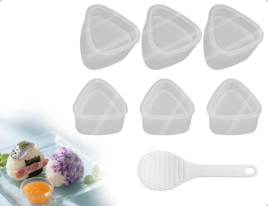Onigiri-vorm set Rijstbalvorm Japanse keuken Driehoekig ontwerp 6-delig Wit