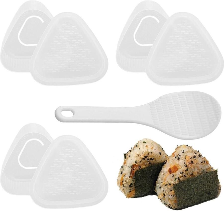 Onigiri Vorm Set Sushi Rijstballetjes Zelf Sushi Maken 6 Delige Set 3 Groot 3 Klein Wit