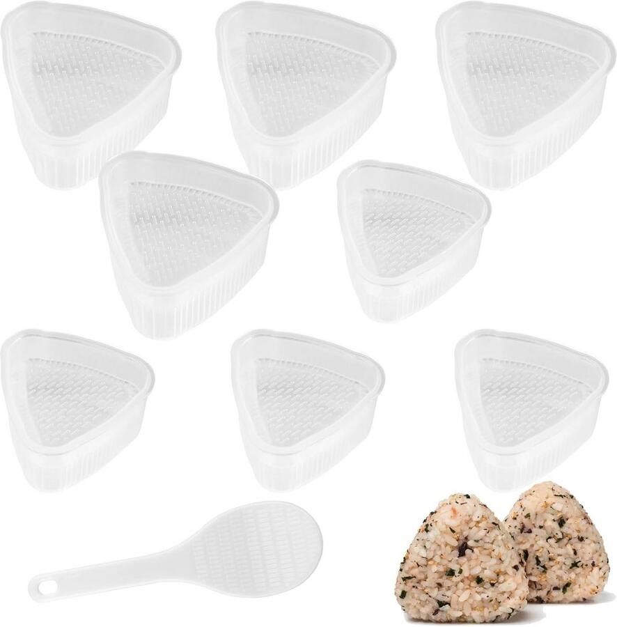 Onigiri Vormen Set 8 Stuks Driehoekige Sushi Maker voor Rijstballen Grote en Kleine Vormen met Rijstlepel