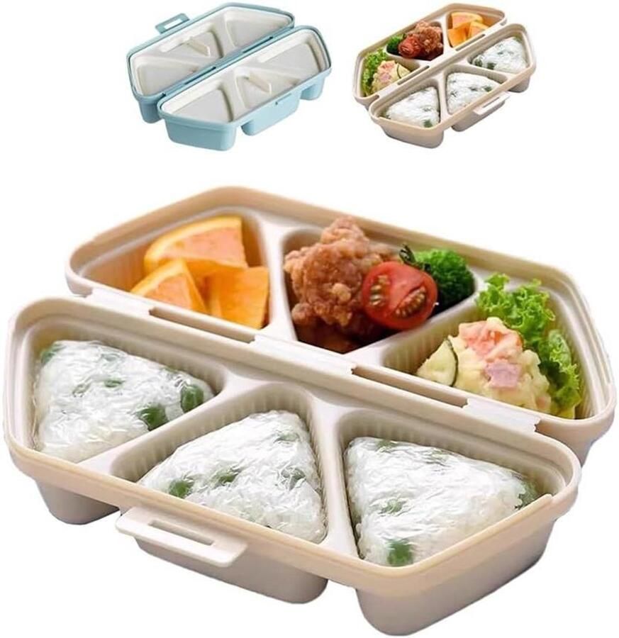 Onigiri Vormenset Rijstbal Maker Sushi Maken 6-in-1 Druk Vorm 20x15x4 cm Blauw of Geel