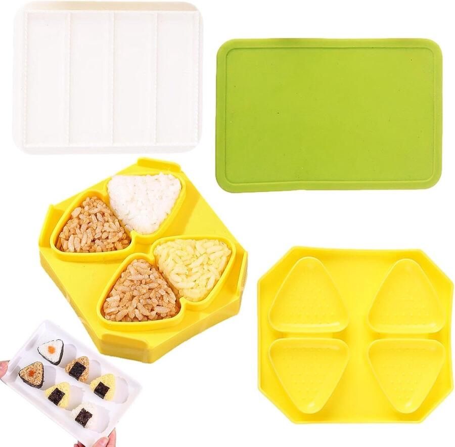 Onigiri Vormenset Rijstbalmaker Sushi Maken Gemakkelijk Vormen 23.6 x 17.2 cm Wit