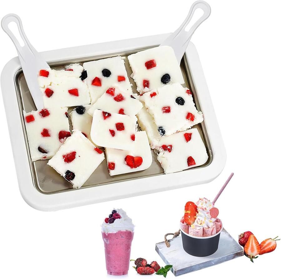 Onmiddellijke ijsmachine op rol met 2 spatels koude plaat voor ijs zelfgemaakte handmatige ijsmachine bevroren yoghurt sorbet