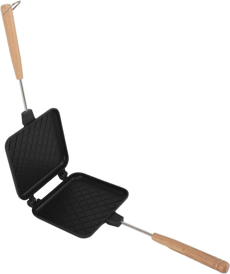 Ontbijt Maker Dubbelzijdige Pan Sandwiches Maken Antiaanbaklaag 15.5x37cm Zwart