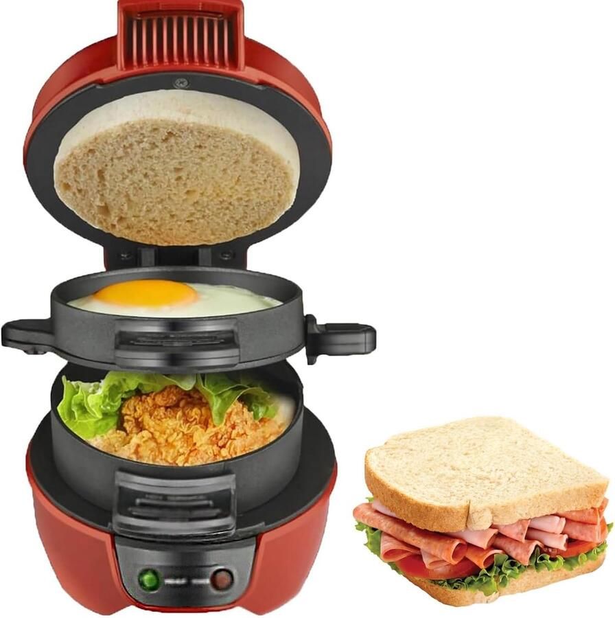 Ontbijt Muffin Maker Apparaat Keuken Snel Ontbijten Multifunctioneel Apparaat 600 Watt Rood