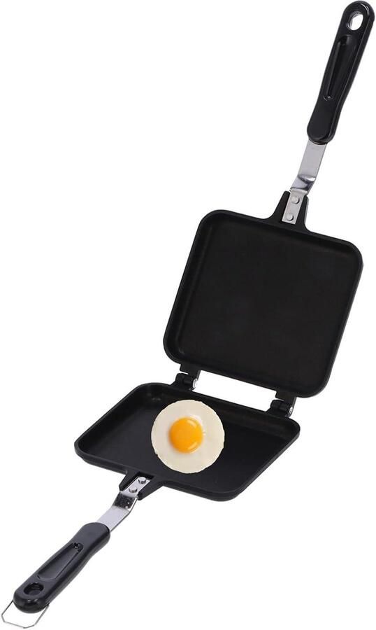 Ontbijt Pan Dubbelzijdig Bakken Broodjes Maken Anti-aanbak Coating 35 x 15 cm Zwart