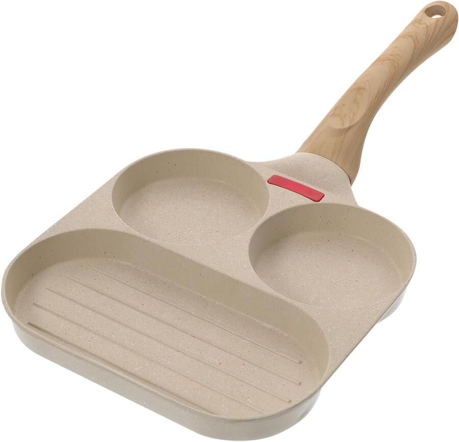 Ontbijt Pan Set Pannenkoekenpan Eierpan Ontbijt Maken Verdeelde Koekenpan 38x19 cm Grijs