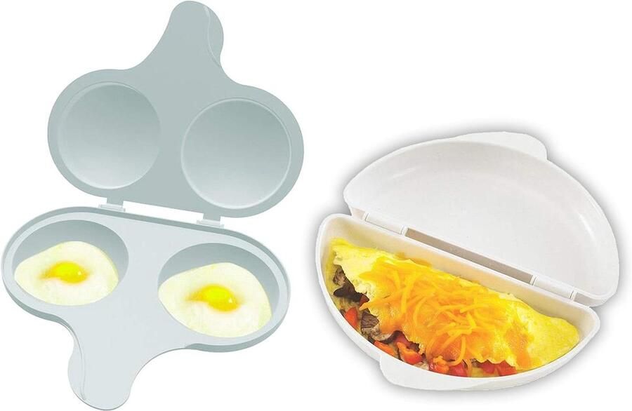 Ontbijt Set Omelet Pan Snelle Maaltijden Magnetron Geschikt 3 Delen Grijs