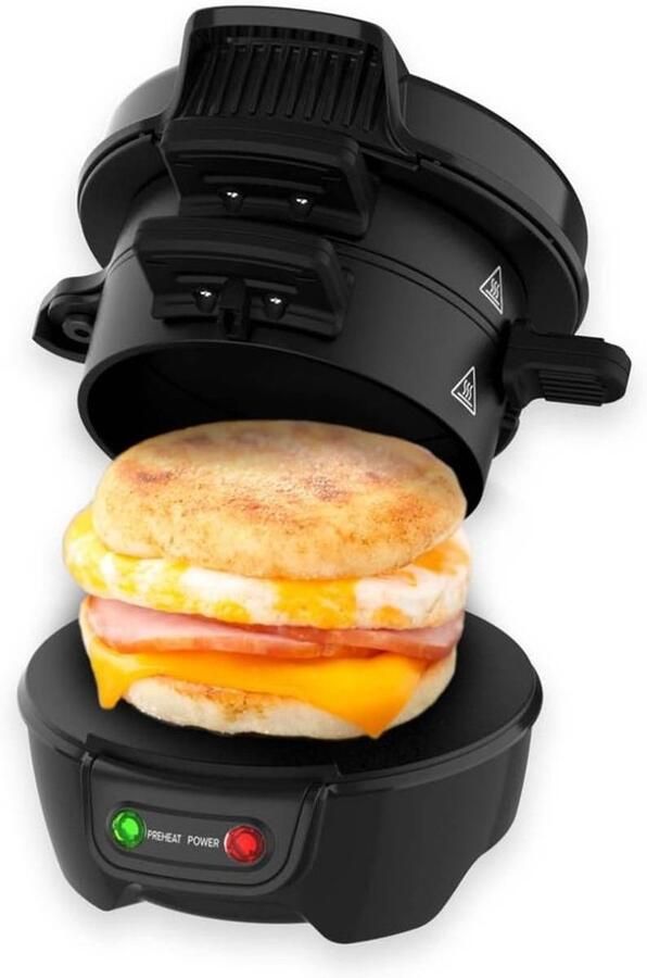 Ontbijt Toaster Sandwichmaker Snelle Lunch Antikleefcoating 16x14.5x18cm Zwart