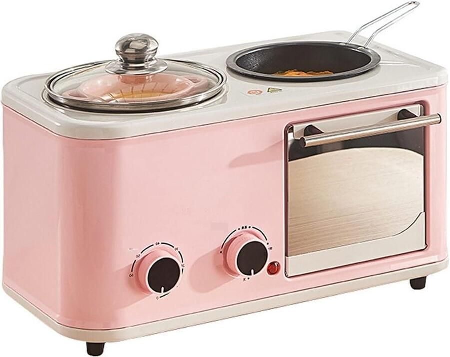 Ontbijtapparaat Keukenapparaat Mini Oven Eenvoudig Ontbijten Drie-in-één Functie 245*256*392mm Roze