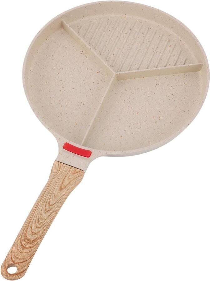 Ontbijtkoekenpan Verdeelde Grillpan Snel Ontbijten 2 in 1 Ontwerp 26 x 31 cm Zwart