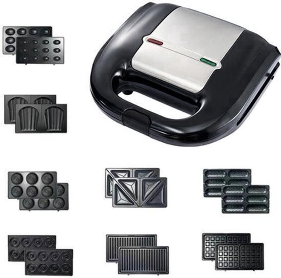 Ontbijtmachine 8-In-1 EU Stekkertype 750 W Vermogen Antiaanbaklaag Sandwichmaker Wafelmaker Donutmaker