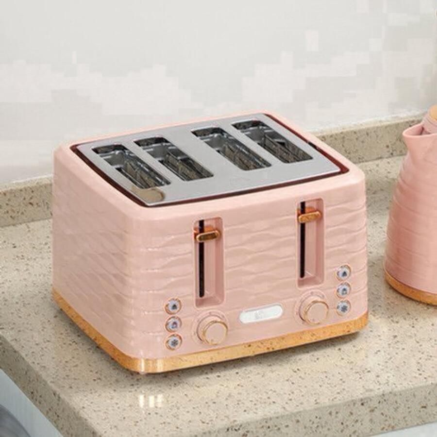 Ontbijtpakket Waterkoker – Broodrooster – Toaster – Kettle – 2-in-1 Set – Roze – 7 Bruiningsstanden – Ontdooien en Opwarmen