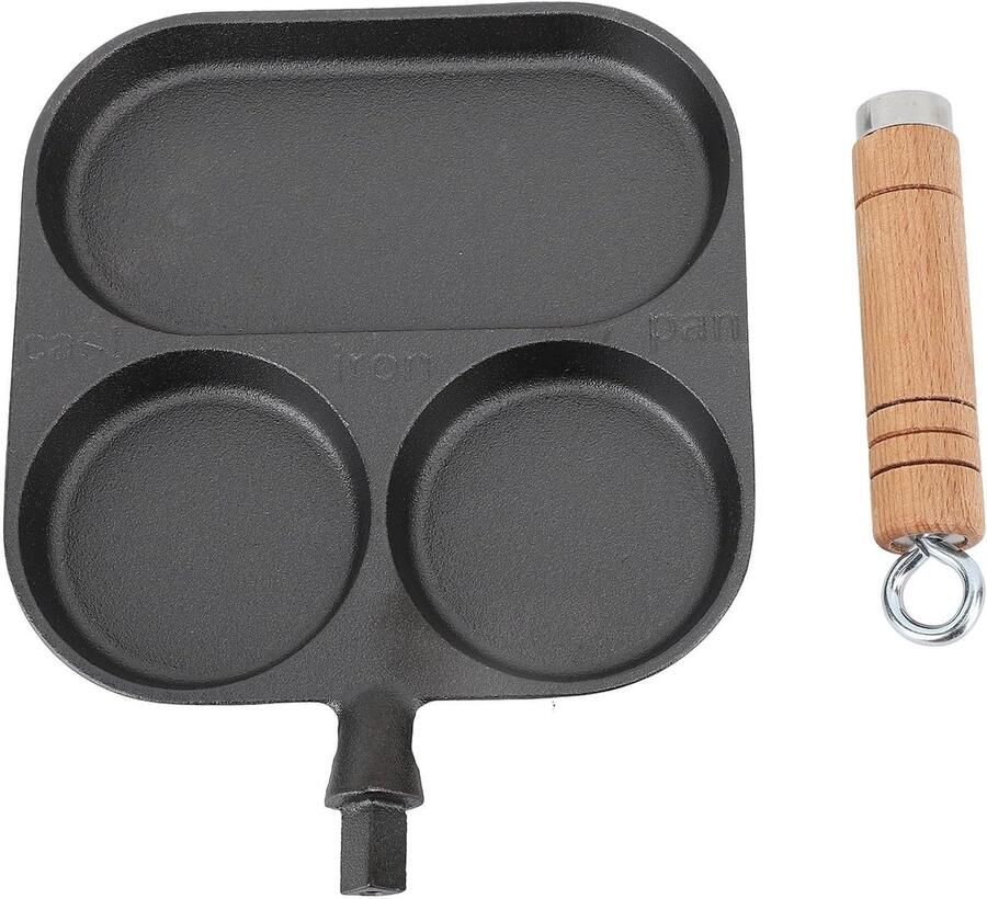 Ontbijtpan 3 Vakken Eierkoekenpan Verdeeld Snel Ontbijten Maken Non-stick Coating 18.5 x 18.5 cm