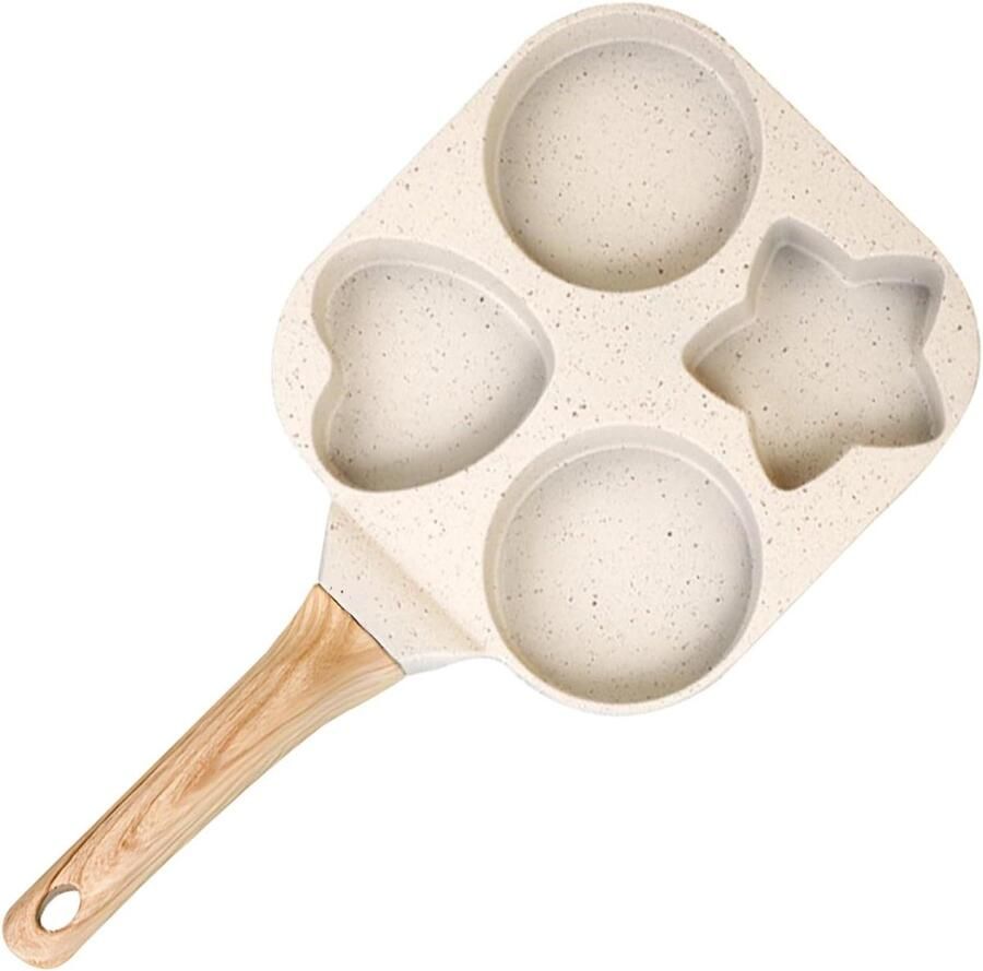 Ontbijtpan Hartvorm Pannenkoekenpan Eierpan Ontbijt Maken 4 Gaten Design Niet gespecificeerd Beige