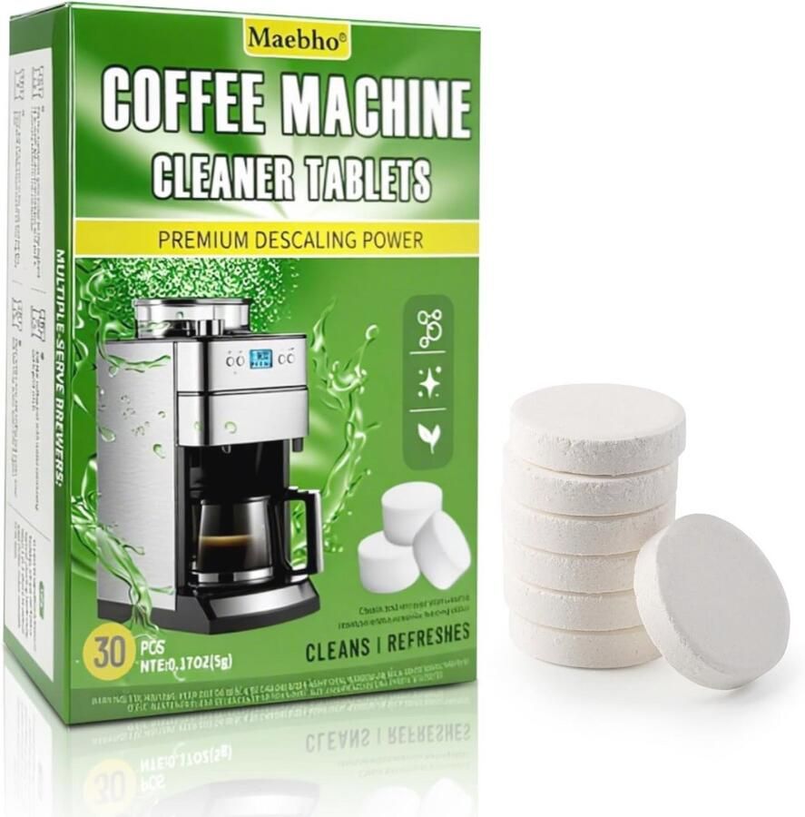 Ontkalkingstabletten voor Volautomatische Koffiemachines en Koffiezetapparaten Verwijdert Kalkaanslag en Beschermt tegen Corrosie 30 Stuks