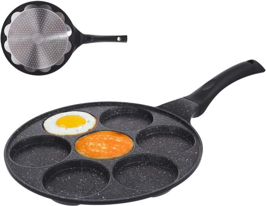 Oogpan diameter 27 cm spiegelei-pan voor 7 eieren pannenkoekenpan voor gas voor inductie met anti-aanbaklaag