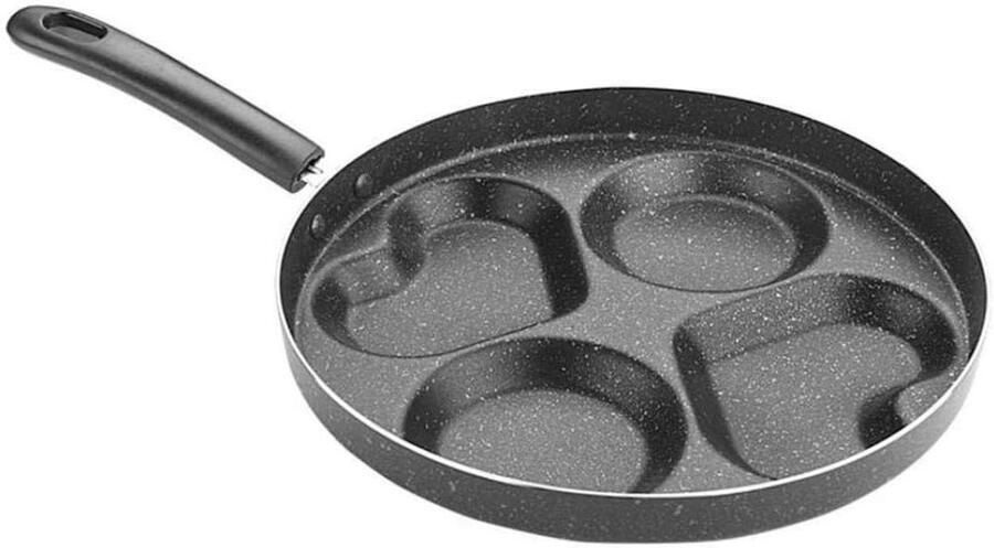 Oogpan Eierpan Pannenkoekenpan Koekenpan Ontbijt Bakken Vier Holtes 24CM Zwart