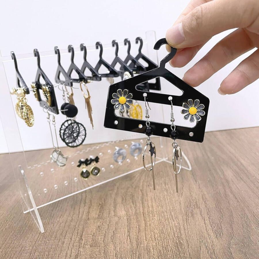 Oorbellen Organizer Acryl Hanger Earring Rack Houder met Kapstokken voor Oorbellen Zwart Frame