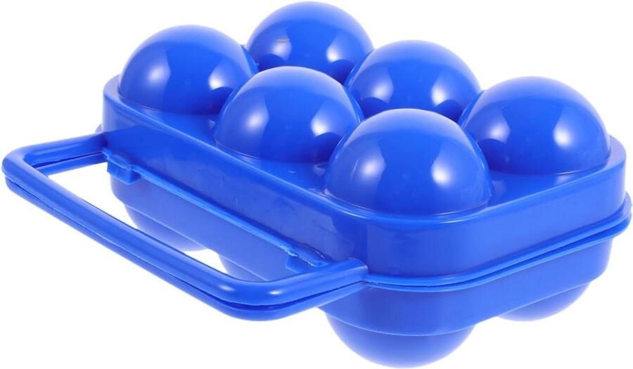 Opbergdoos Eieren Eierhouder Camping Veilig Vervoeren Met Handvat & Deksel Voor 6 Eieren Blauw
