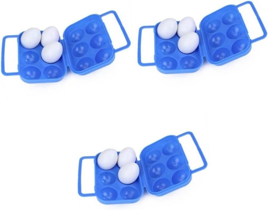 Opbergdoos Eieren Eierhouder Container Kamperen Picknicken Opvouwbaar Handvat Deksel 6 Eieren 15.5cm Blauw