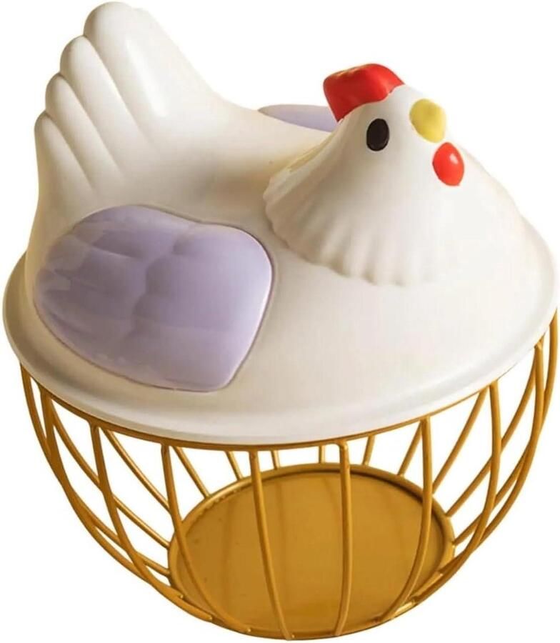 Opbergmand Kip Eiermand Houder Keuken Organiseren Charmant Design 19.8 x 21.5 cm Paars Goud
