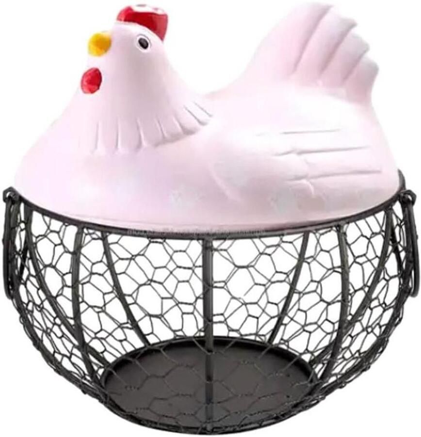 Opbergmandje Kip Eierhouder Keramiek Keuken Organiseren Schattig Kip Design 19 cm hoog Roze
