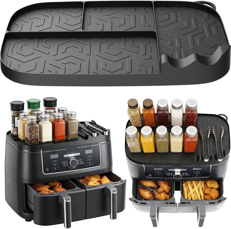 Opbergrek met siliconenmat voor Ninja Foodi Max Dual Zone heteluchtfriteuse airfryer-accessoires compatibel met Ninja AF400EU AF451EU AF500EU DZ401 (9 5-10 4 liter) antislip
