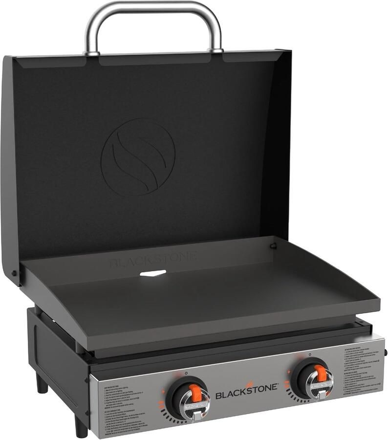 Opbouwplaat met Deksel Grillplaat Buiten Koken Dubbele Warmtezones 56 cm Breed Zwart Grijs