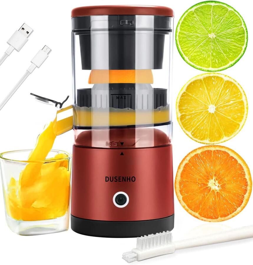 Oplaadbare Citrusjuicer met USB en Reinigingsborstel Draagbare Sapcentrifuge voor Sinaasappel Citroen en Grapefruit