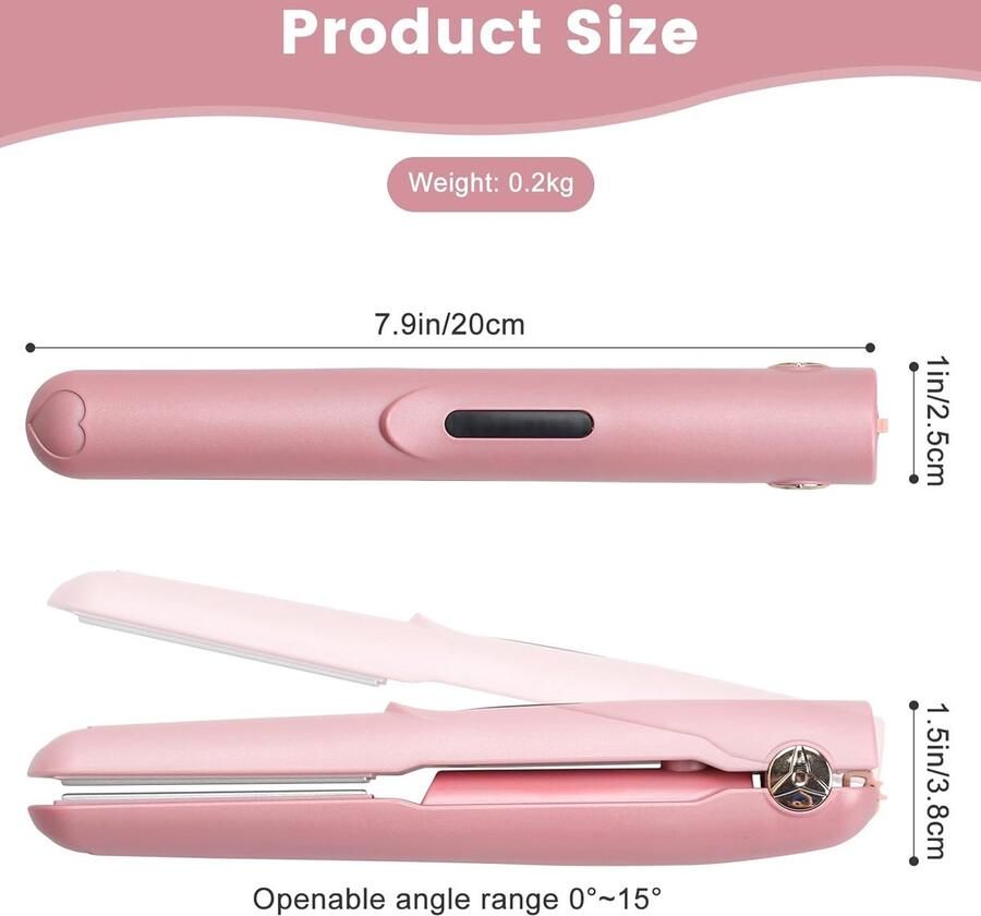 Oplaadbare draadloze stijltang en 2-in-1 krultang professionele draagbare keramische stijltang snel opwarmen intelligente temperatuurregeling anti-verbrandingsfunctie mini-stijltang voor op reis