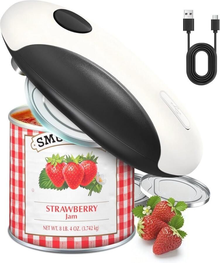 Oplaadbare Elektrische Blikopener met Automatische 360° Rotatie en Magnetische Dekselverwijderaar