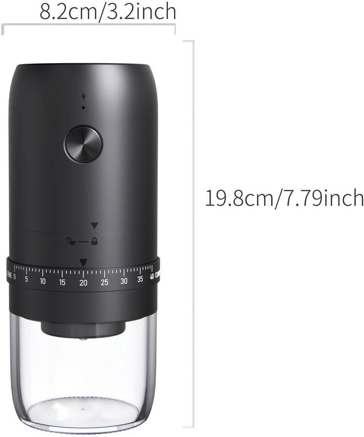 Oplaadbare elektrische koffiemolen draagbare draadloze conische koffiemolen met een accu van 1800 mAh afwasbare opvangbak externe of interne instelmogelijkheden Geschikt voor dranken in de keuken als kerstcadeau of Geschikt voor bruiloften