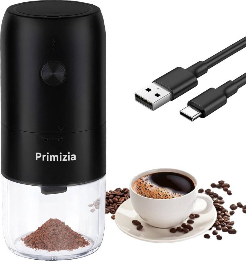 Oplaadbare elektrische koffiemolen met instelbare maalgradatie en keramisch maalwerk Zwart