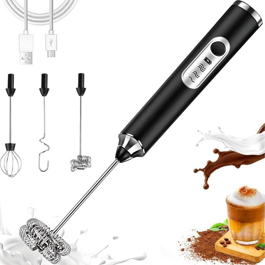 Elektrische opschuimer Melk klopper Cappuccino maken Instelbare snelheden 3 gardes Zilver