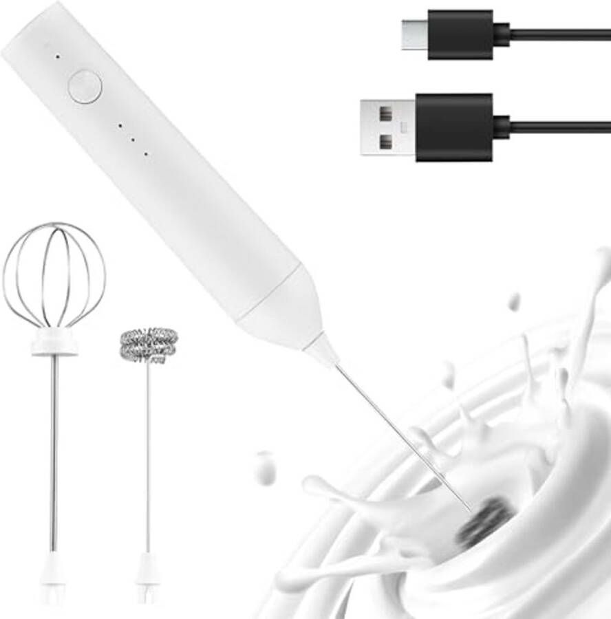 Oplaadbare elektrische melkopschuimer met 3 snelheden voor perfect melkschuim