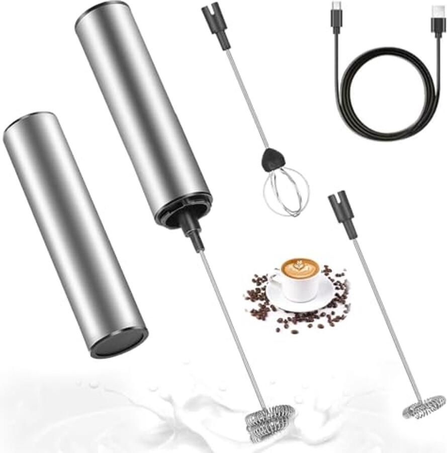 Oplaadbare Elektrische Melkopschuimer met Dubbele Gardekop en USB-Oplaadfunctie voor Perfect Melkschuim