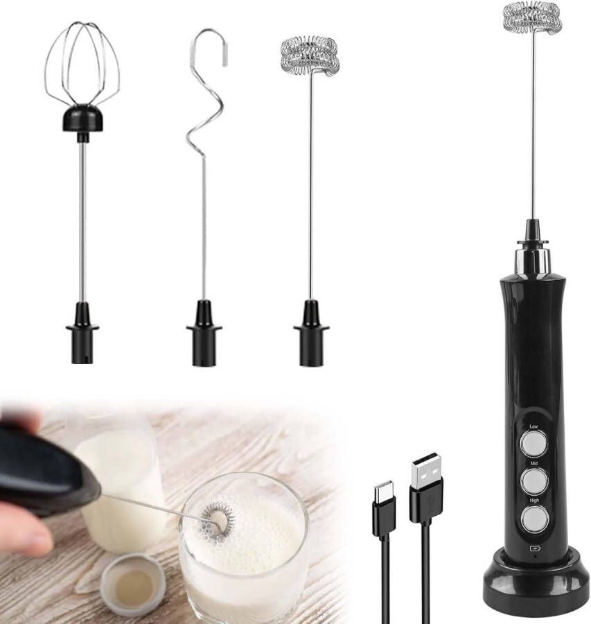 Oplaadbare elektrische melkopschuimer met instelbare snelheden