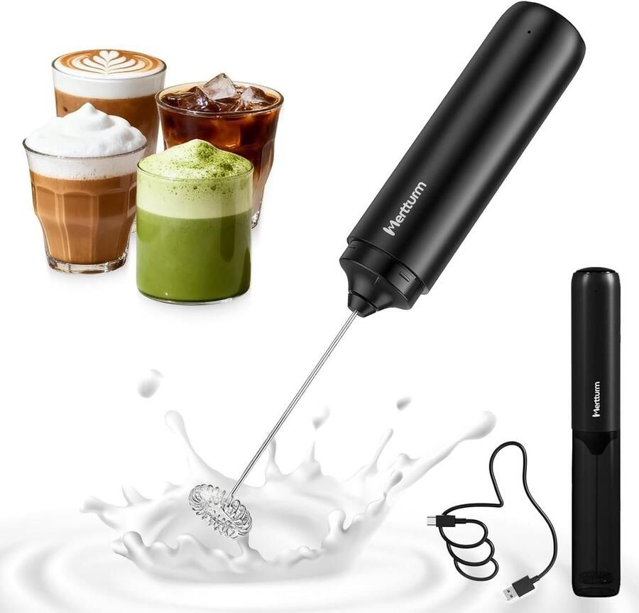 Oplaadbare Elektrische Melkschuimer Roestvrij Staal Draadloos en Compact Eenvoudig te Bedienen Voor Koffie en Dranken